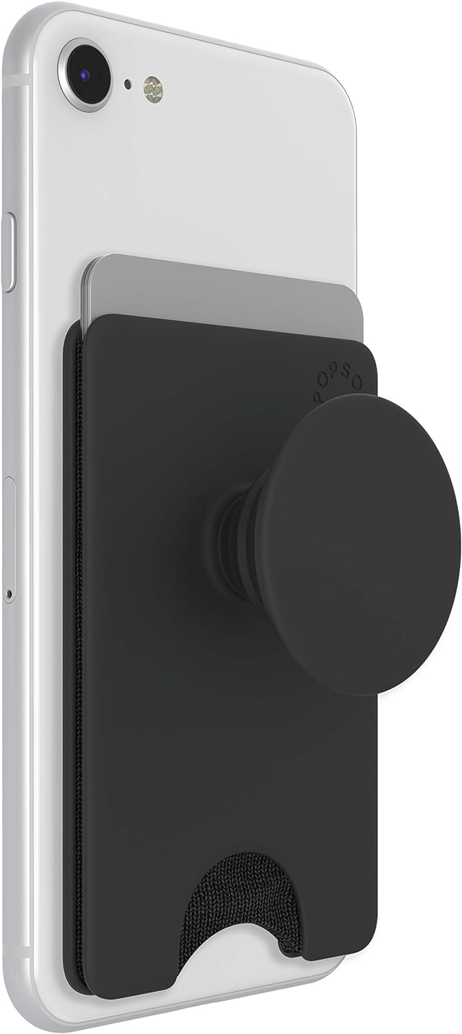 PopSockets PopWallet+ mit Integriertem Austauschbarem PopTop - Black, Black