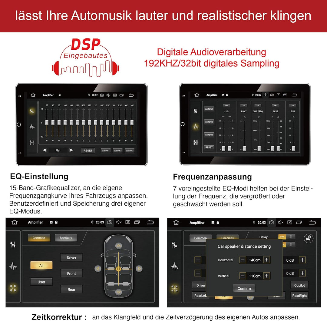 Amaseaudio Android 10 Autoradio, DSP+, 10.1" 90 gedreht Touchscreen, 2 Din für Universal, DSP+, Unte