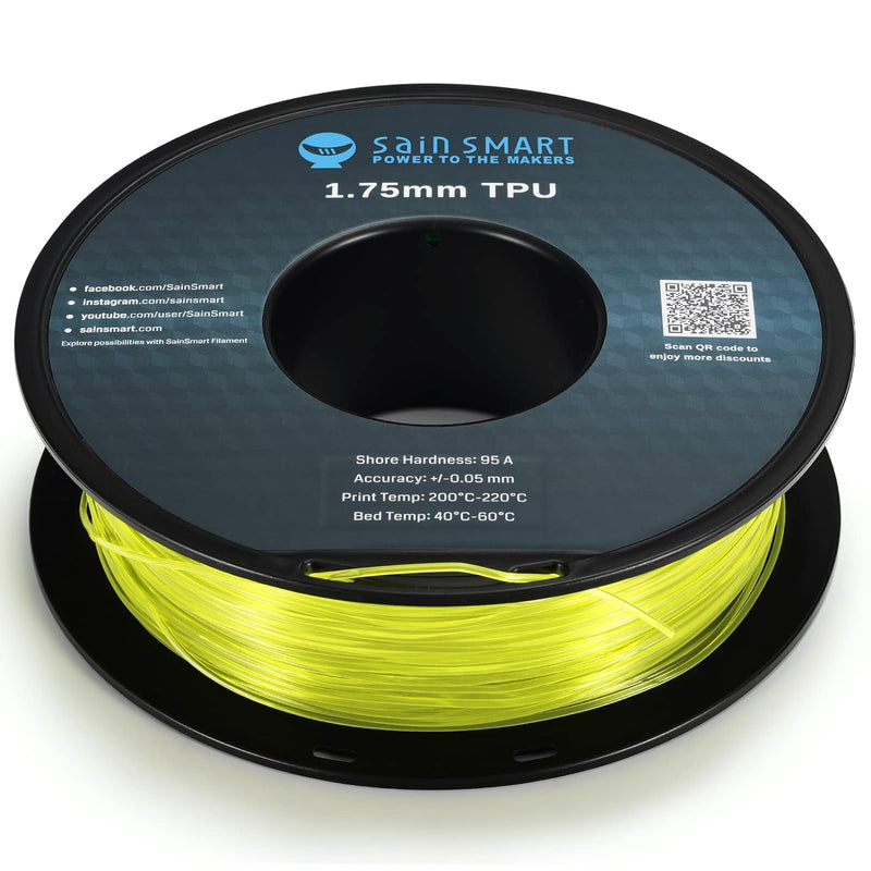 SainSmart TPU 3D-Drucker Filament, 1,75 mm, 0,8 kg, Gelb, gelb