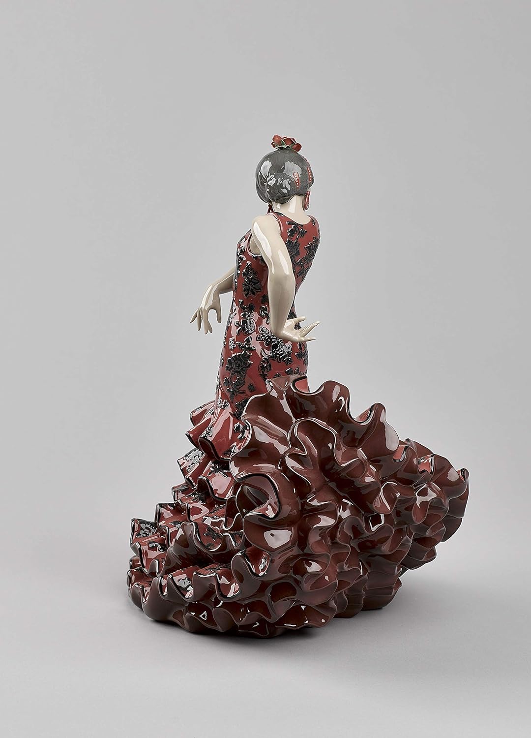 LLADRÓ Frauen-Skulptur Andalusisches Temperament. Rot. Flamenco. Porzellan.