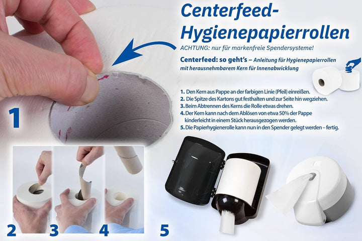 Hypafol Handtuchrolle aus Zellstoff | 2-lagig, 6 Rollen, hochweiss,20 x 23,5 cm, Ø19 cm |mit bequeme