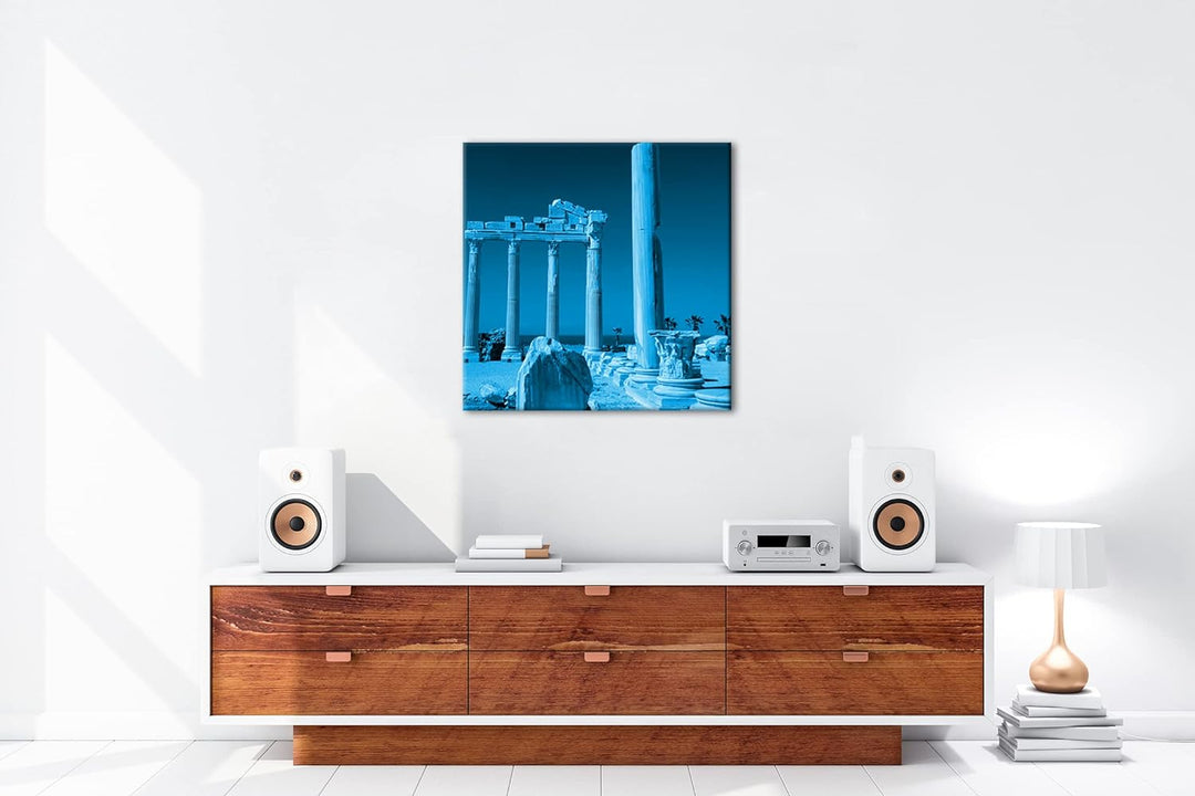 deyoli antikes Tempel Bauwerk in Türkei Format: 40x40 Effekt: Monocrome Blau als Leinwandbild, Motiv