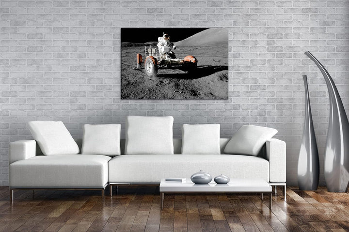 der Mond Rover Format: 80x60 als Leinwandbild, Motiv fertig gerahmt auf Echtholzrahmen, Hochwertiger