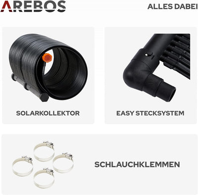 Arebos Solarheizung Solarkollektor Poolheizung | 300x66 cm | UV-beständiger Kunststoff | Schwarz | B