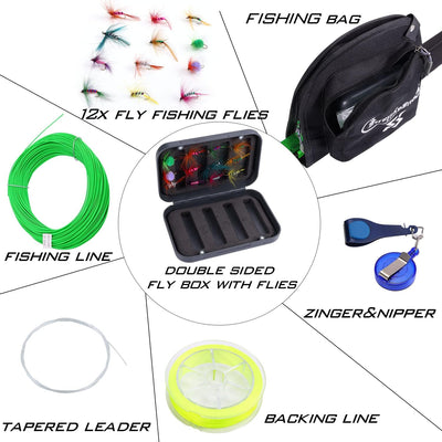 Sougayilang Standard Fliegenfischen-Kombi-Starter-Set, 5/6 Gewicht, 2,7 m Fliegenrute mit SuperPolym