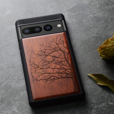 Carveit Handyhülle für Google Pixel 7 Pro Case [Holz und TPU Silikon Hybrid hülle] Stossfeste Stosss