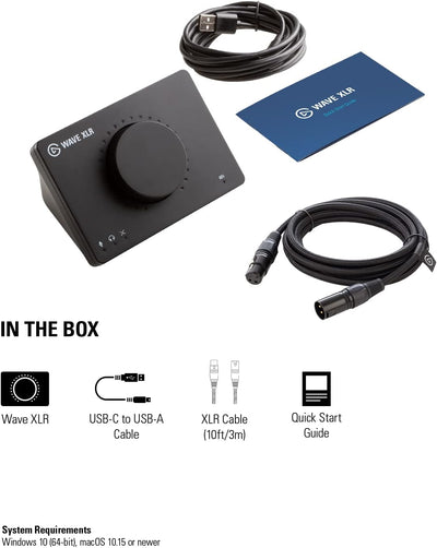 Elgato XLR-Interface Set – Audioschnittstelle, mit XLR-Kabel, kostenloses digitales Mixing-Softwarep