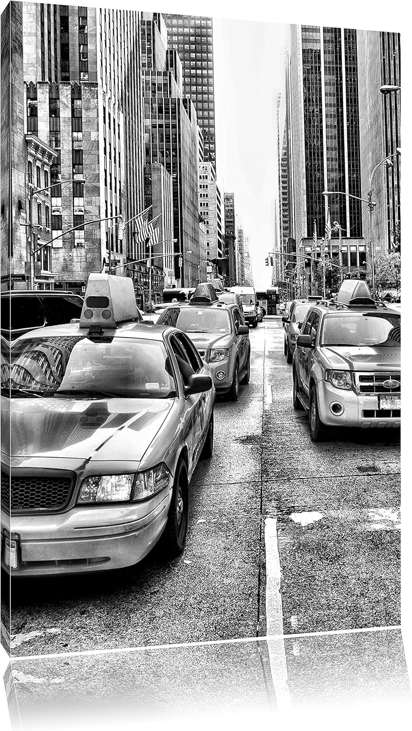 Pixxprint Cityverkehr New York / 100x70cm Leinwandbild bespannt auf Holzrahmen/Wandbild Kunstdruck D