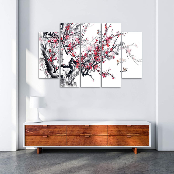 Feeby. Leinwandbild - 5 Teile - Bilder, Wand Bild, Wandbilder, Kunstdruck XXL, 5-Teilig, (JAPANISCHE