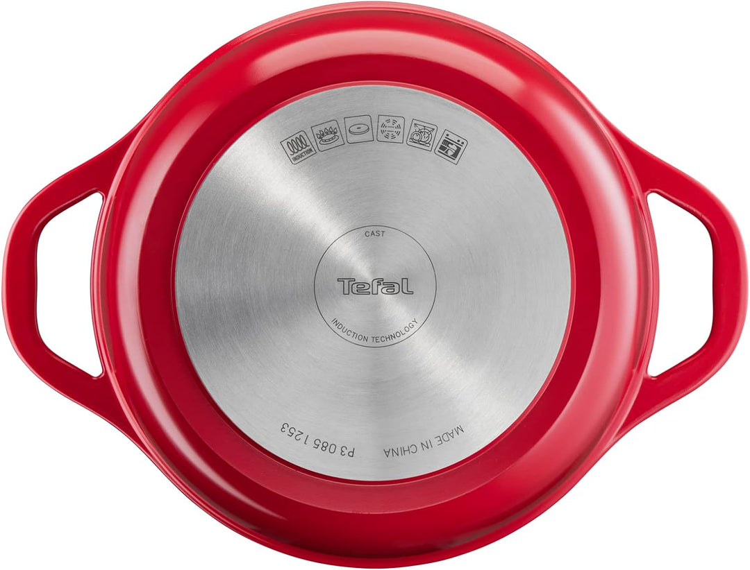 Tefal Luftkochtopf 24 cm, leichter Aluminiumguss Dutch Oven mit Kondensationsdeckel, leicht zu reini