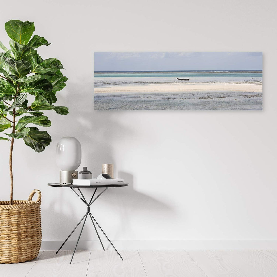 Feeby Deco Panel Boot Bild Kunstdruck modern Landschaft Beige 120x40 cm Deko paneel 120x40 cm Beige_