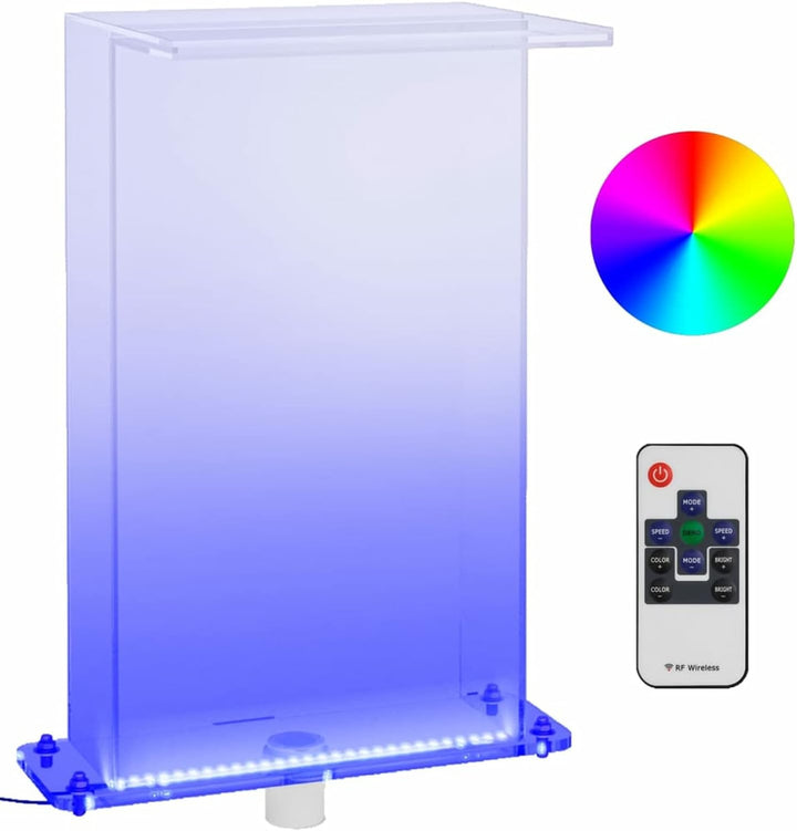 Tidyard Wasserfall Element mit RGB-LEDs, Pool Brunnen mit LEDs, Schwimmbad Wasserfall Poolfontäne Ac
