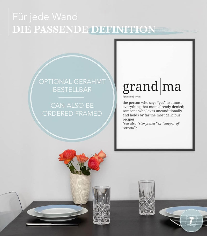 Papierschmiede® Definition Grandma, A1 Poster für Wohnzimmer, Schlafzimmer, Küche, Esszimmer, Wandbi