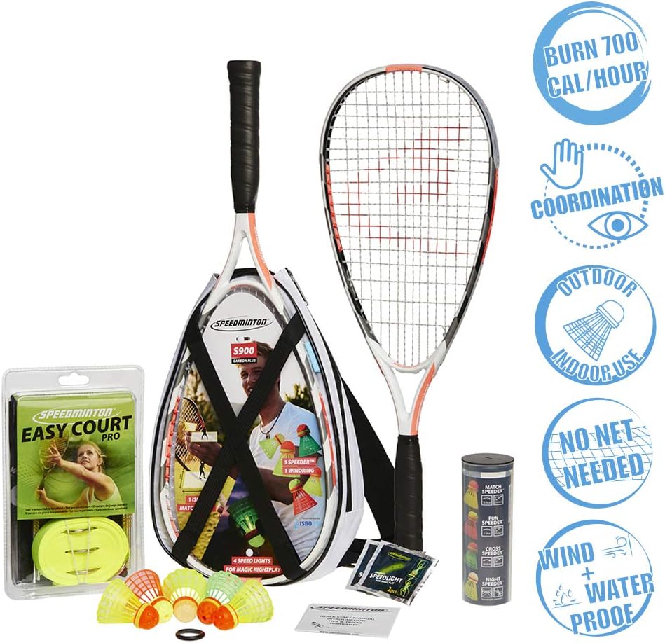 Speedminton® S900 Set – Original Speed Badminton/Crossminton Profi Set mit Carbon Schlägern inkl. 5