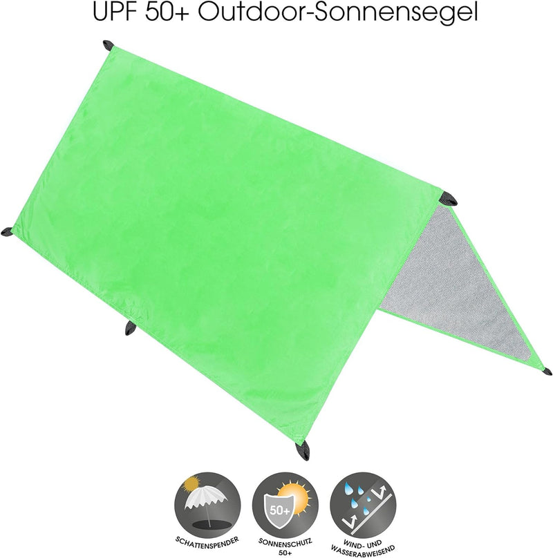 CelinaSun Sonnensegel PES UPF 50+ Outdoor Rechteck 3 x 4m grün Sonnendach Backpacking Zeltplane Ultr