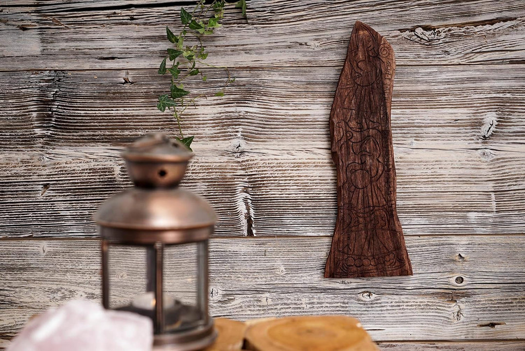 Windalf Wikinger Wandrelief EINHERJER 47 cm Vikings Bildstein Holzbild Nordische Mythologie Handarbe