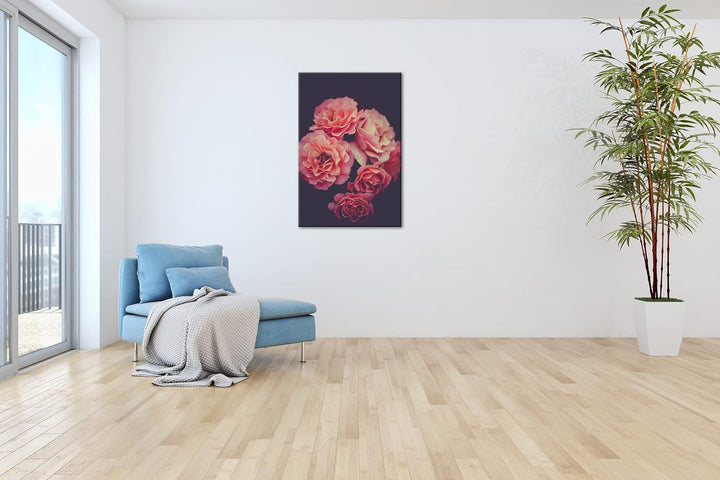deyoli edle Blumen Format: 80x60 als Leinwand, Motiv fertig gerahmt auf Echtholzrahmen, Hochwertiger