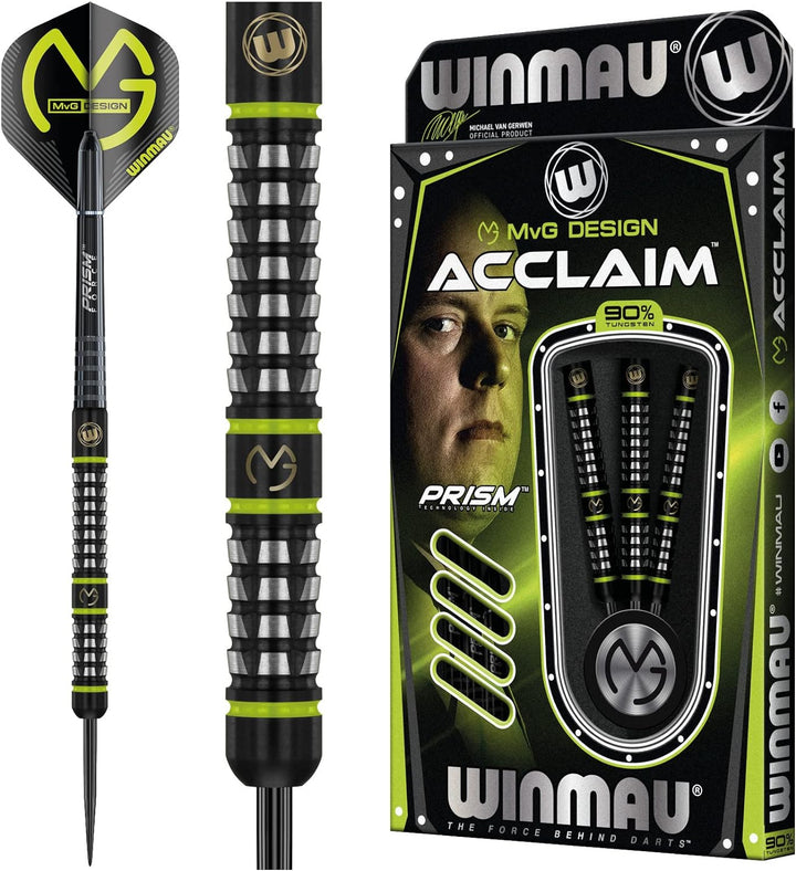 Winmau MvG Acclaim Dartpfeile mit Wolfram-Stahlspitze, 25 g, Set mit Flights und Schäften Einzelbett