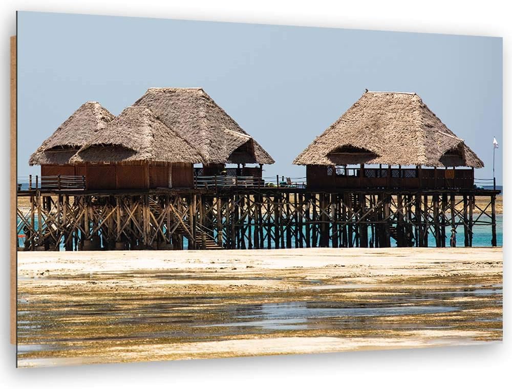 Wandbild XXL tropische Architektur Deko Kunst Bilder Braun 120x80 cm Deko paneel 120x80 cm Braun_A,