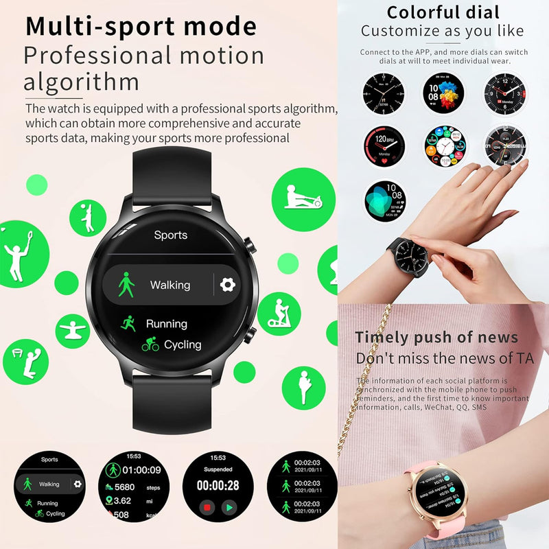 Smartwatch Herren mit Telefonfunktion, 2022 1,32" HD Voll Touchscreen Armbanduhr Damen Smartwatch mi