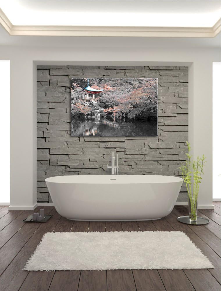 schönes Kloster in Japan schwarz/weiss Format: 100x70 auf Leinwand, XXL riesige Bilder fertig gerahm