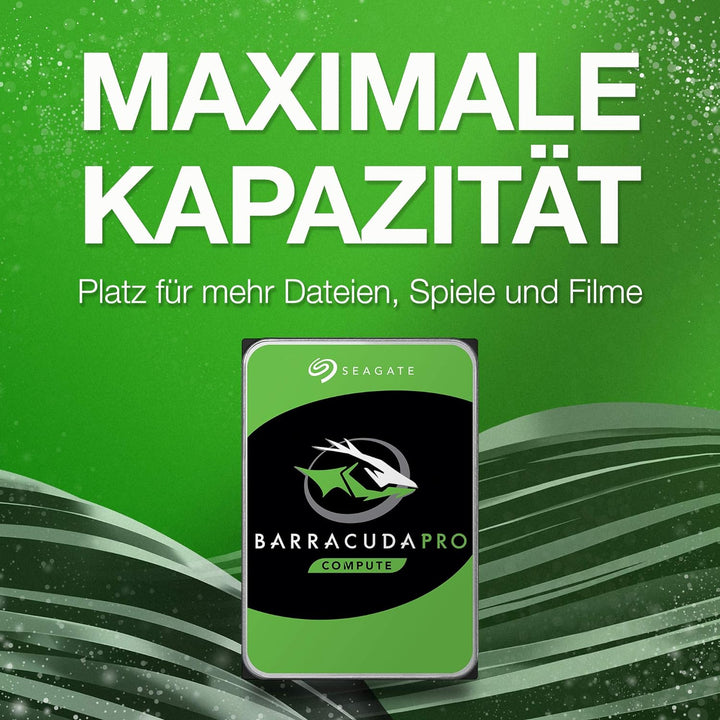 Seagate BarraCuda Pro 10TB interne Festplatte, 3.5 Zoll, 7200 u/min, 256 MB Cache, SATA 6GB/s, silbe