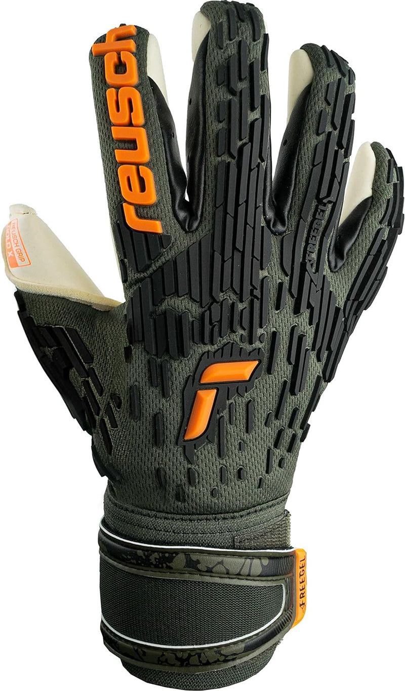 Reusch Unisex – Erwachsene Torwarthandschuhe Attrakt Freegel Gold X mit Hervorragendem Grip und Inne