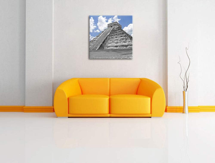 Pixxprint beeindruckende Maya Pyramide als Leinwandbild/Grösse: 70x70 cm/Wandbild/Kunstdruck/fertig
