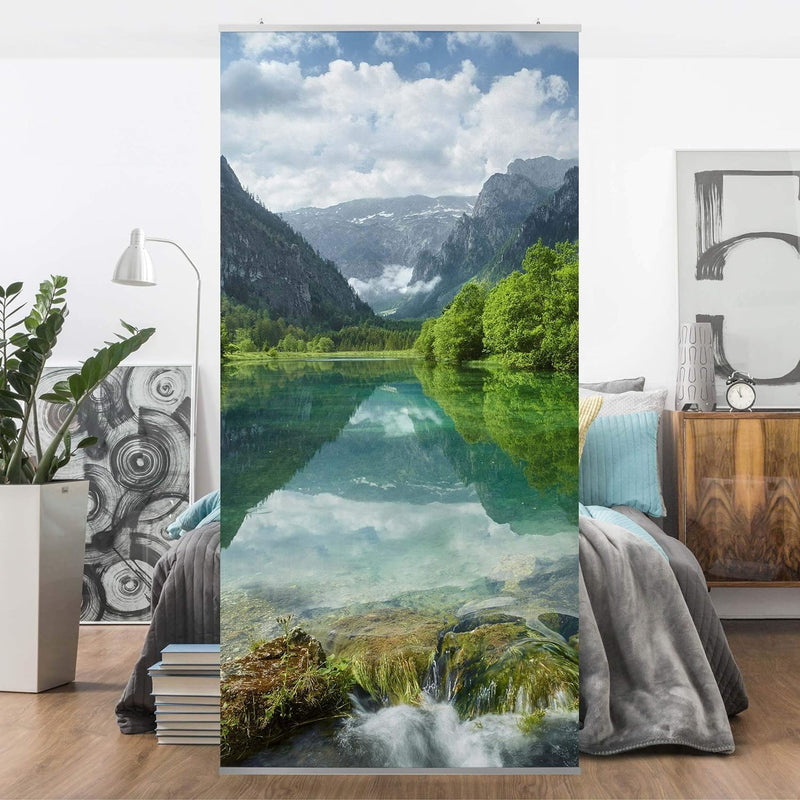 Bilderwelten Raumteiler Bergsee mit Spiegelung 250x120cm inkl. transparenter Halterung 250 x 120cm i