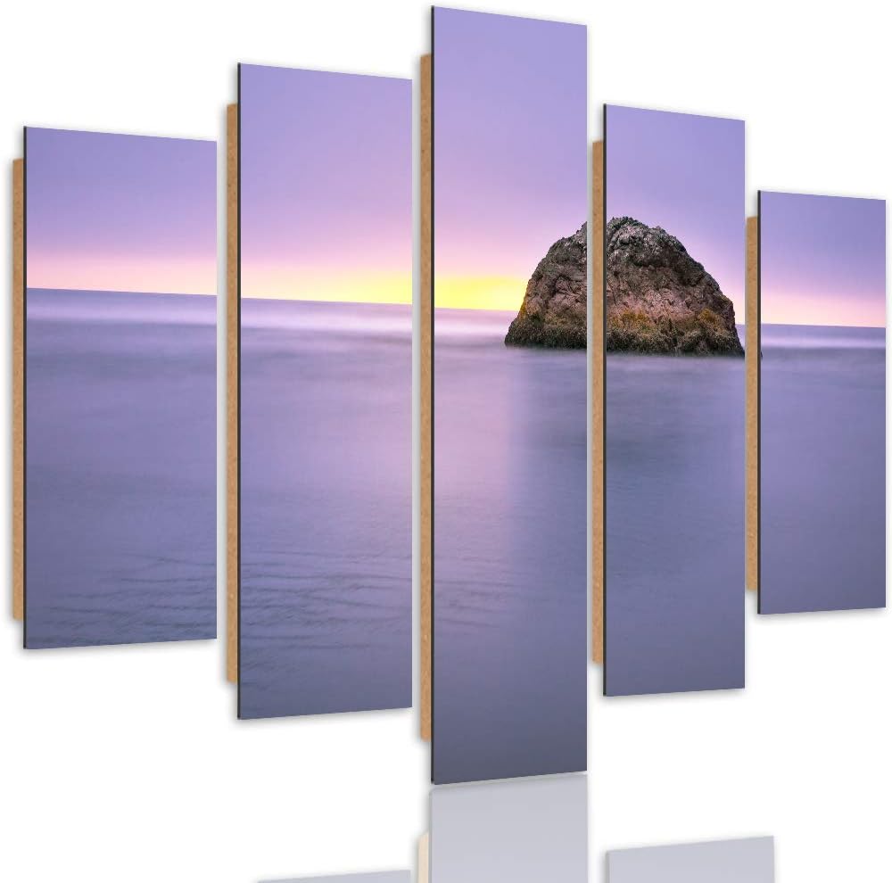 Wandbild Abstrakt 300x140 cm Deco Panel 5 Teilig XXL Kunstdruck Meer Fels rosa Deco Panel XXL 300x14