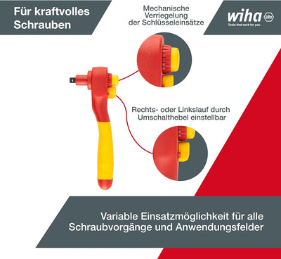 Wiha Ratschenschlüssel Set isoliert (43025) 21-tlg. I Aussensechskant 10mm - 31mm I Innensechskant 4