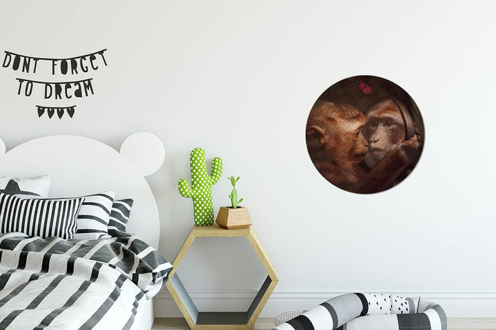 MuchoWow Wandbild Rund Wanddeko Deko Wohnzimmer Bilder 30x30 cm Schmetterling - Affe - Tiere - Dschu
