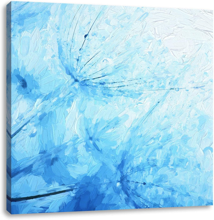 Pixxprint Tropfen bedeckte Pusteblumen Pinsel Effekt, Format: 70x70 auf Leinwand, 70x70