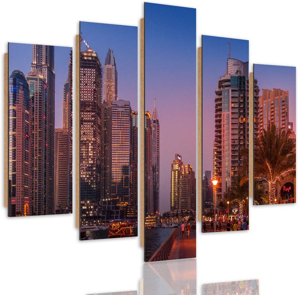 Feeby Deco Panel 5 Teilig Stadt City Bilder Modern Architektur Palme rot 200x100 cm Deco panel 200x1