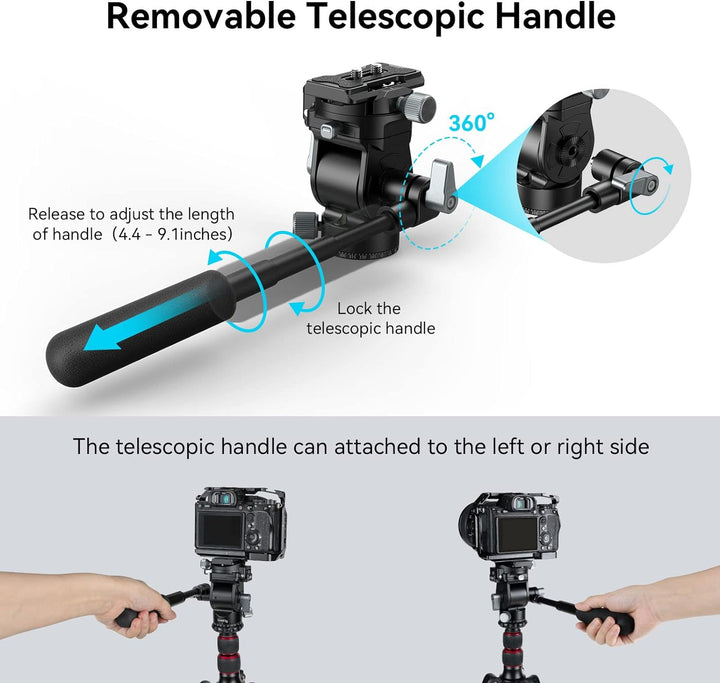 SMALLRIG Video Head Videokopf für Vertikale/Horizontale Aufnahmen, Tripod Stativ-Schwenk-Neige-Fluid