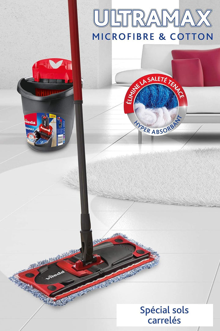 Vileda UltraMax Mikrofaser und Baumwolle, komplettes Mopp- und Eimer-Set Mikro/Baumwolle Einzigartig