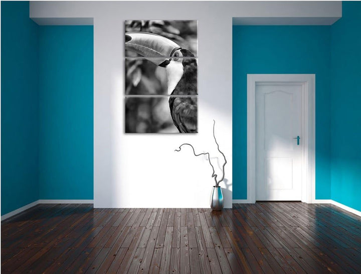 Pixxprint Bunter Tukan als Leinwandbild/Grösse: 3 Teilig (120x80) cm/Wandbild/Kunstdruck/fertig besp