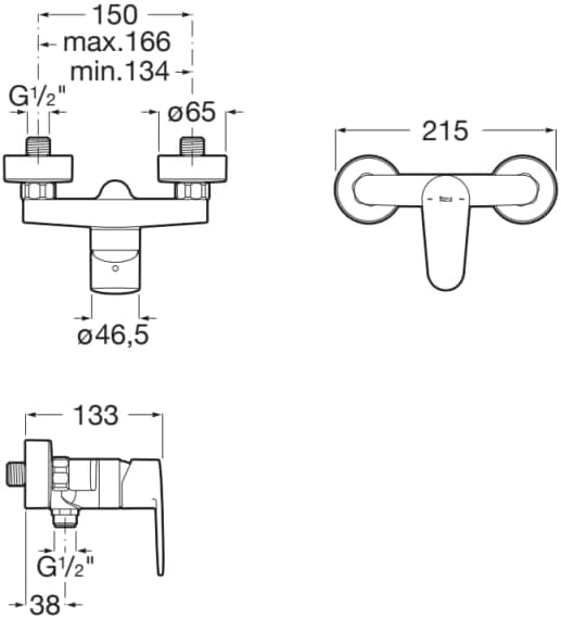 Roca Victoria Plus A5A204FC00 Duscharmatur mit Handbrause, flexibel 1,50 m und Gelenk-Duschhalterung