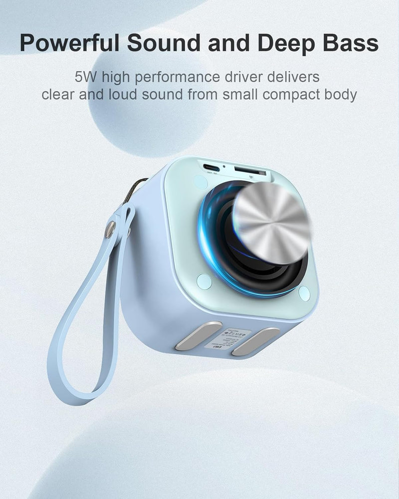 EWA Kabelloser Mini-Bluetooth-Lautsprecher mit Umhängeband, mit Bass-Radiator, einzigartiger Kamera-