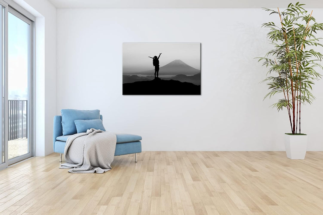 verspürende Freiheit über den Bergen Effekt: Schwarz&Weiss,Format: 80x60 als Leinwandbild, Motiv fer
