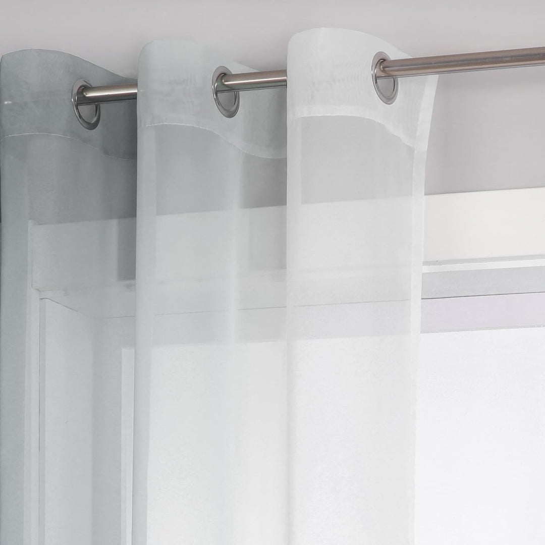ESLIR Gardinen mit Ösen Vorhänge Gardinenschals Transparent Stores Gardinen Farbverlauf Voile Grau B