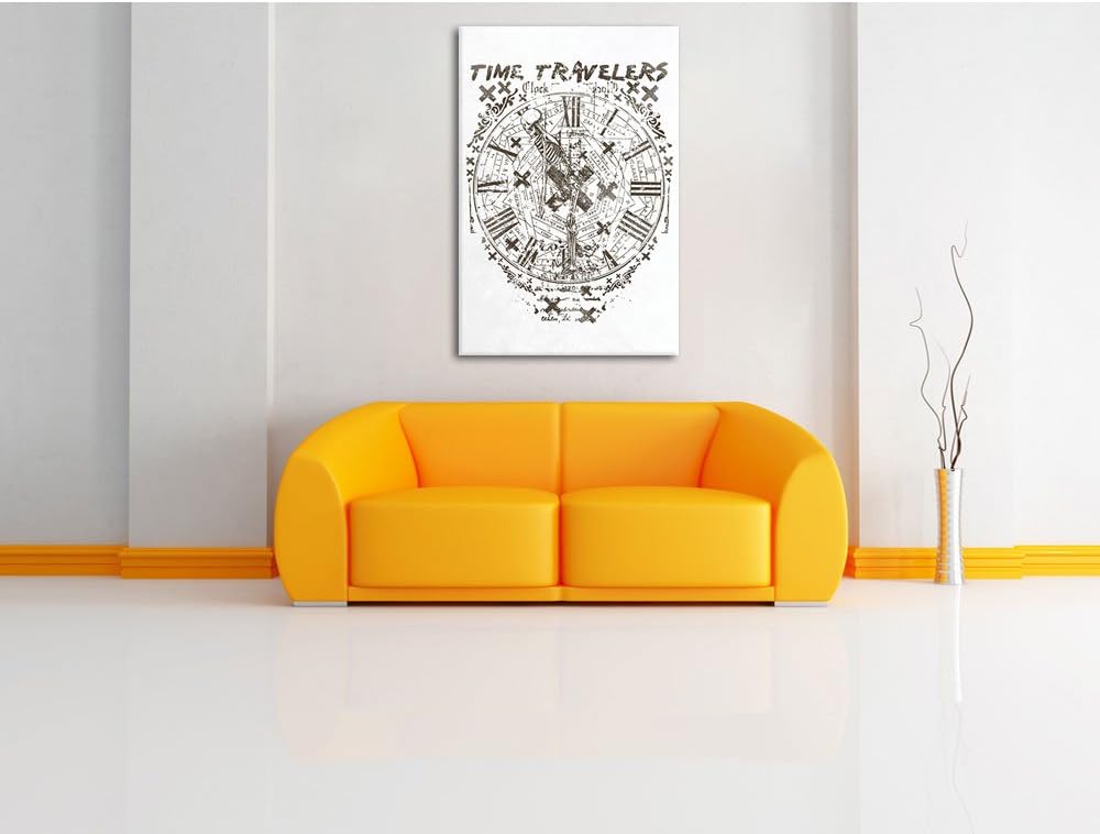 Pixxprint Time Travelers White Bild auf Leinwand, XXL riesige Bilder fertig gerahmt mit Keilrahmen,