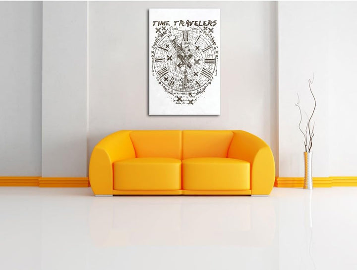 Pixxprint Time Travelers White Bild auf Leinwand, XXL riesige Bilder fertig gerahmt mit Keilrahmen,