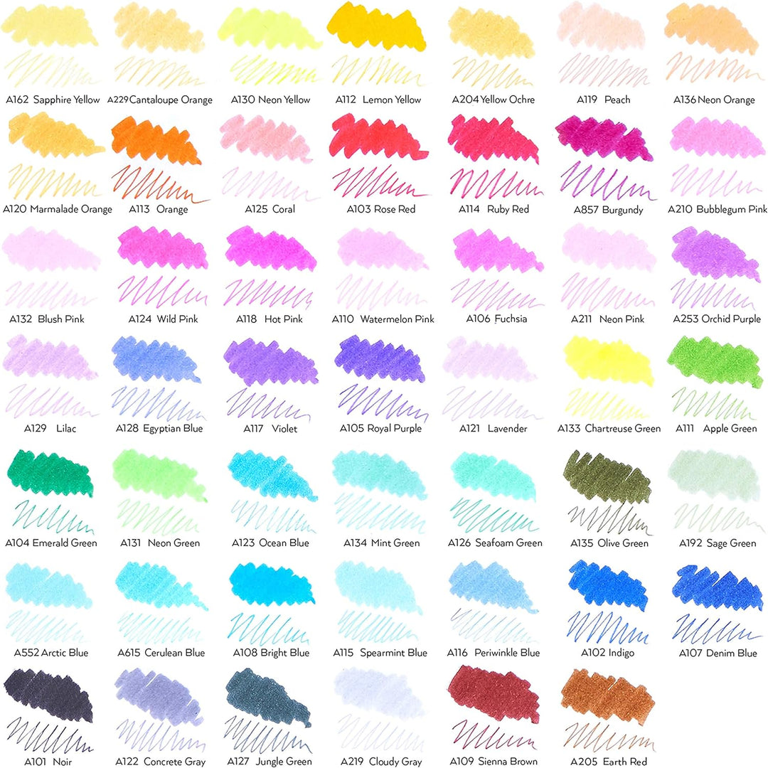 ARTEZA TwiMarkers, 48 bunte Doppelfasermaler, Dual Brush Pen Set mit feiner 0.4 mm Spitze und Pinsel