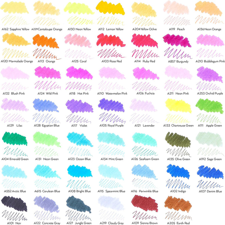 ARTEZA TwiMarkers, 48 bunte Doppelfasermaler, Dual Brush Pen Set mit feiner 0.4 mm Spitze und Pinsel