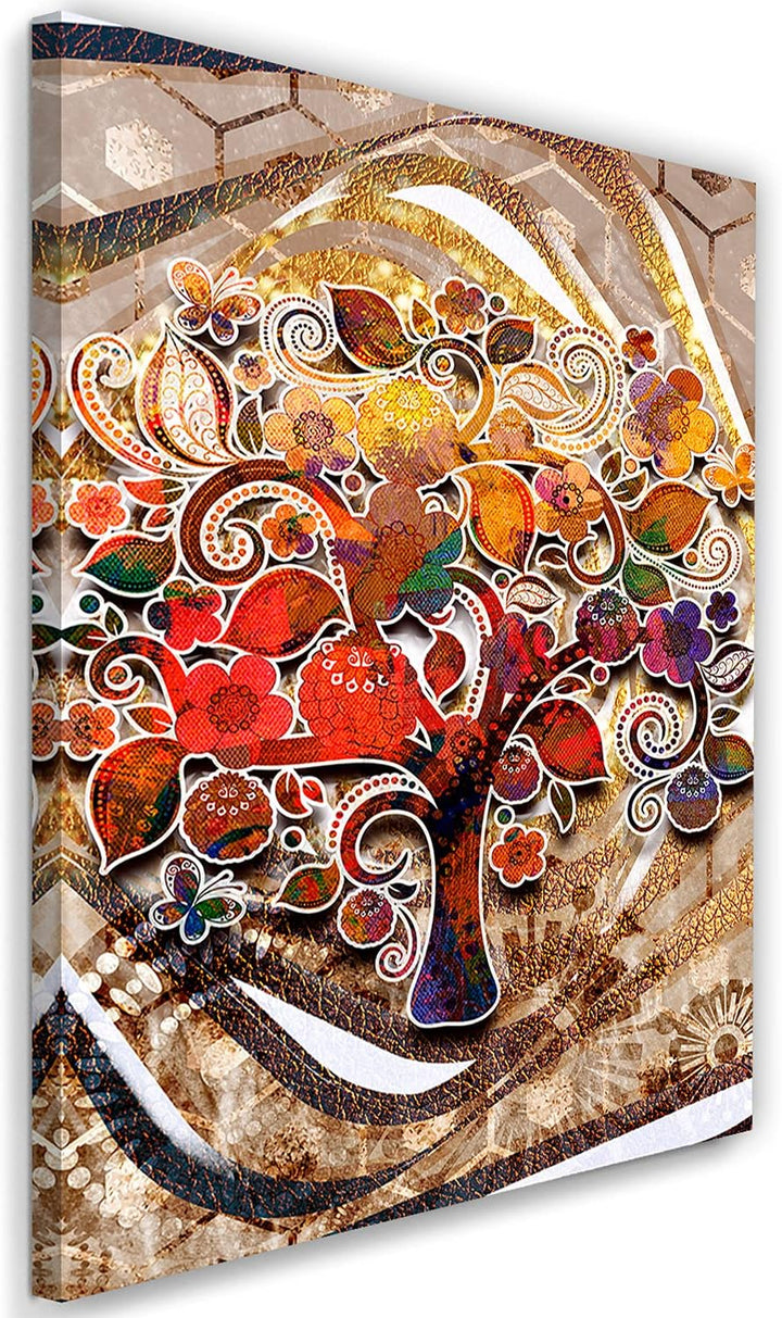 Feeby Vlies Leinwandbild Gustav Klimt Moderner Stil Lebensbaum Gemälde 60x90 cm Druckbild Wandbild W