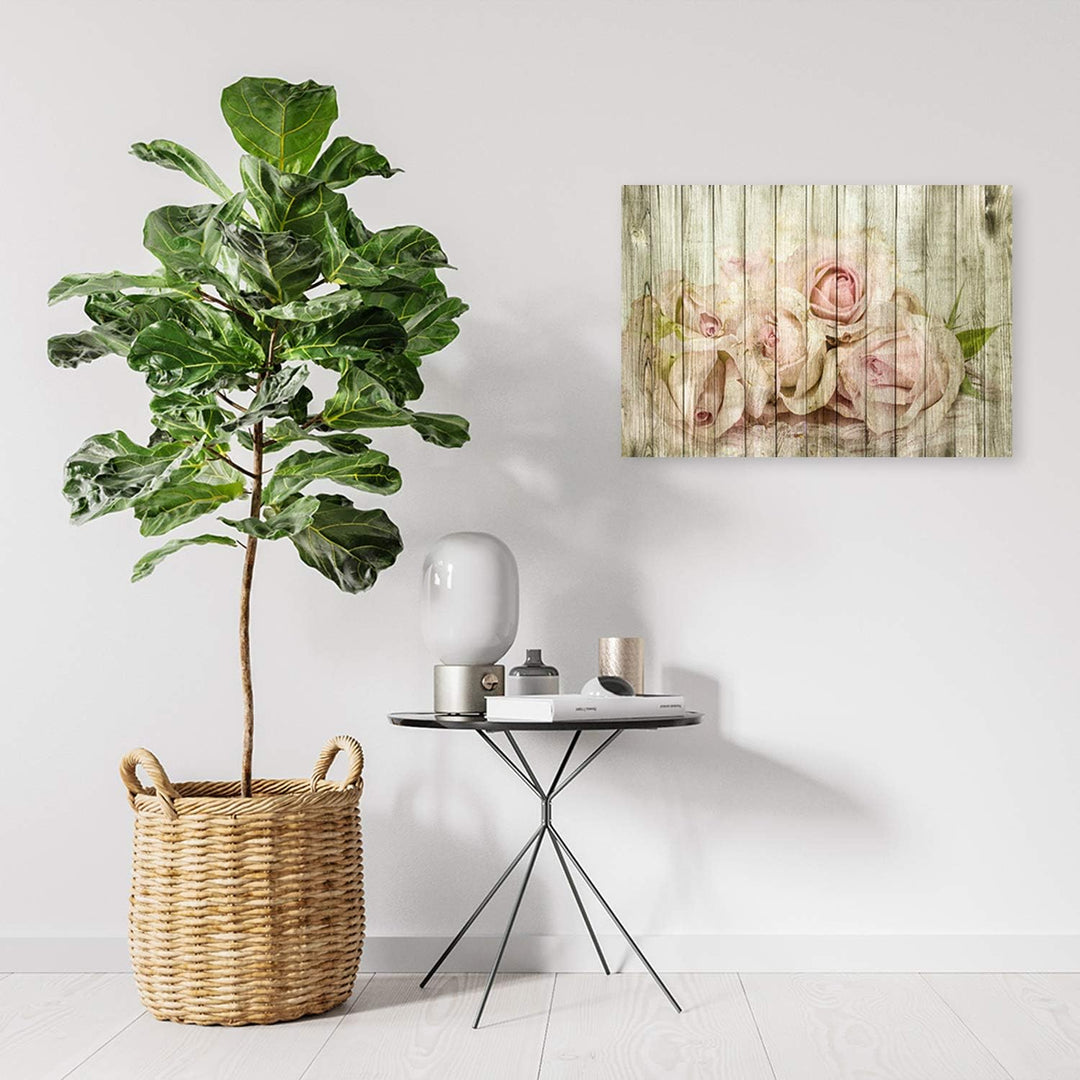 Feeby Wanddeko Rosen Bild Kunstdruck modern rustikal Braun 80x60 cm Deko Paneel 80x60 cm Braun_d, De