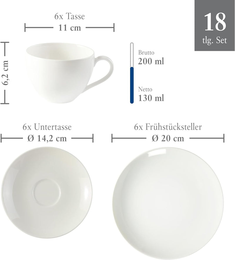 vivo by Villeroy & Boch – New Fresh Basic Kaffee-Set, 18 teilig, für bis zu 6 Personen, Hartporzella