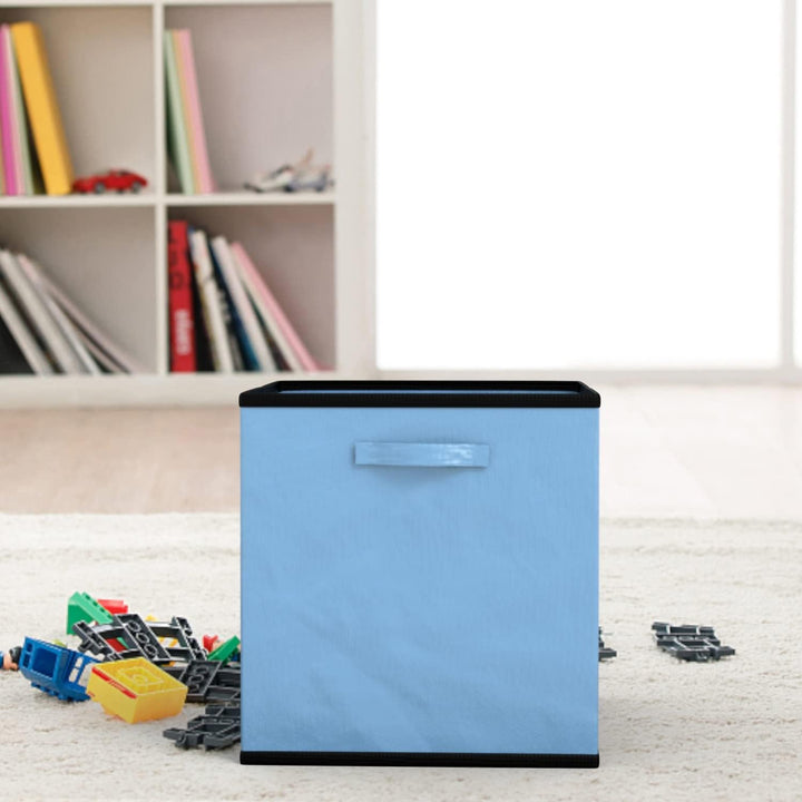 INTIRILIFE 6x faltbare Aufbewahrungs-Stoffbox in Blau - 26.7 x 26.7 x 28 cm - Multifunktionale Samme