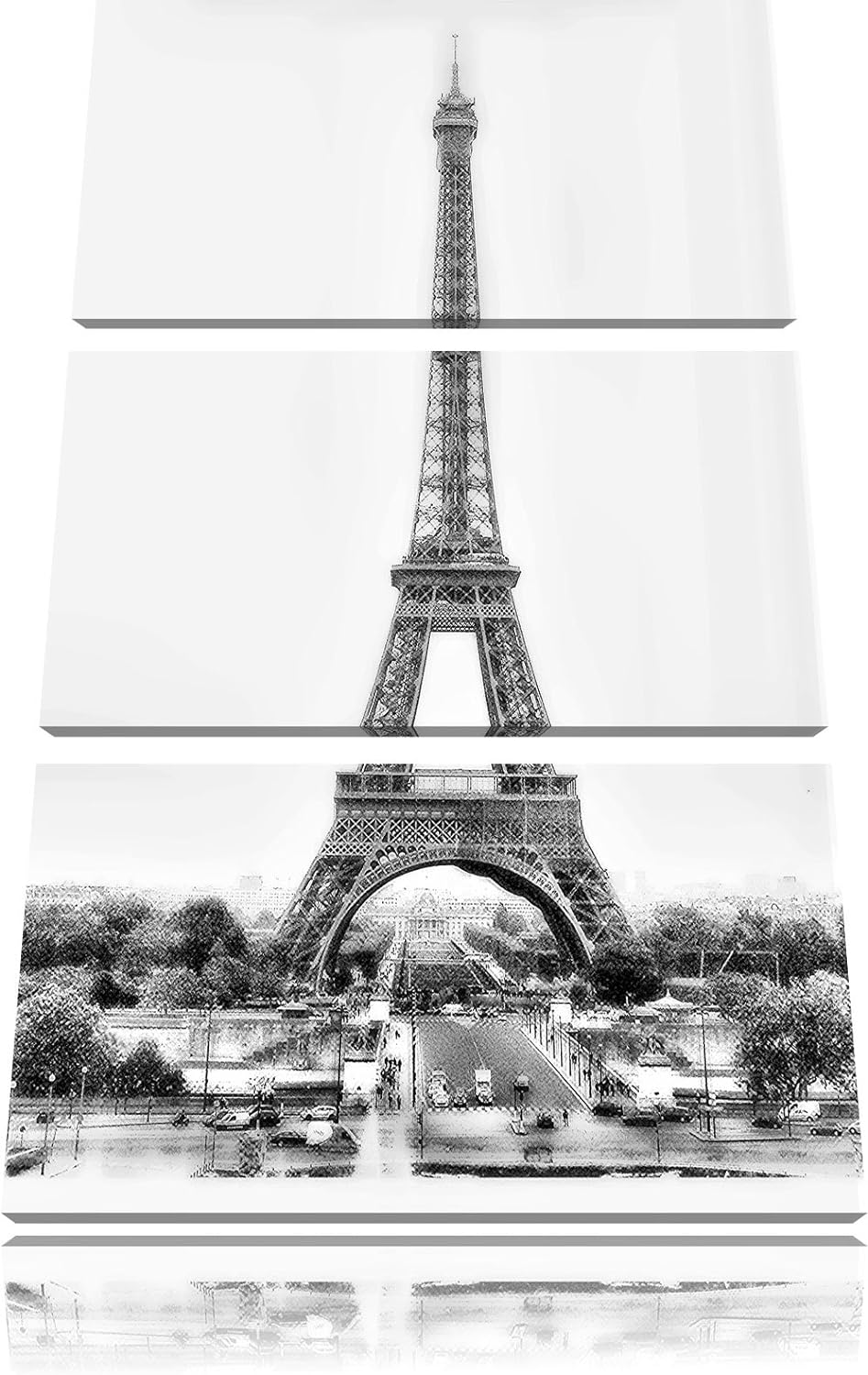 Pixxprint gigantischer Eifelturm als Leinwandbild/Grösse: 3 Teilig (120x80 cm) cm/Wandbild/Kunstdruc